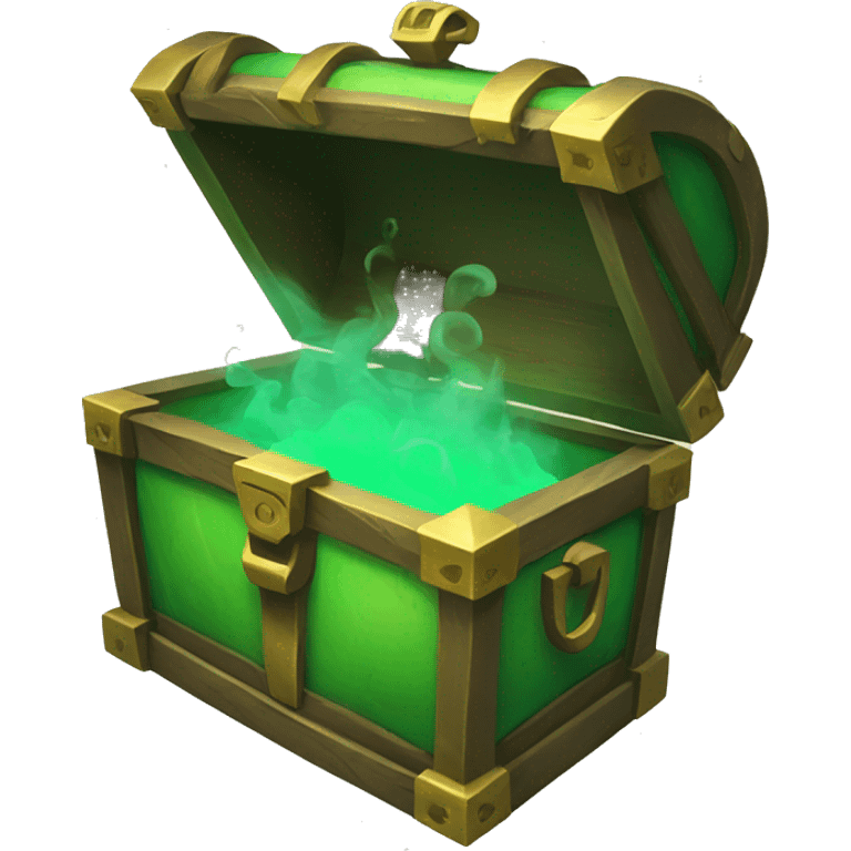 open treasure chest with green smoke coming out emoji