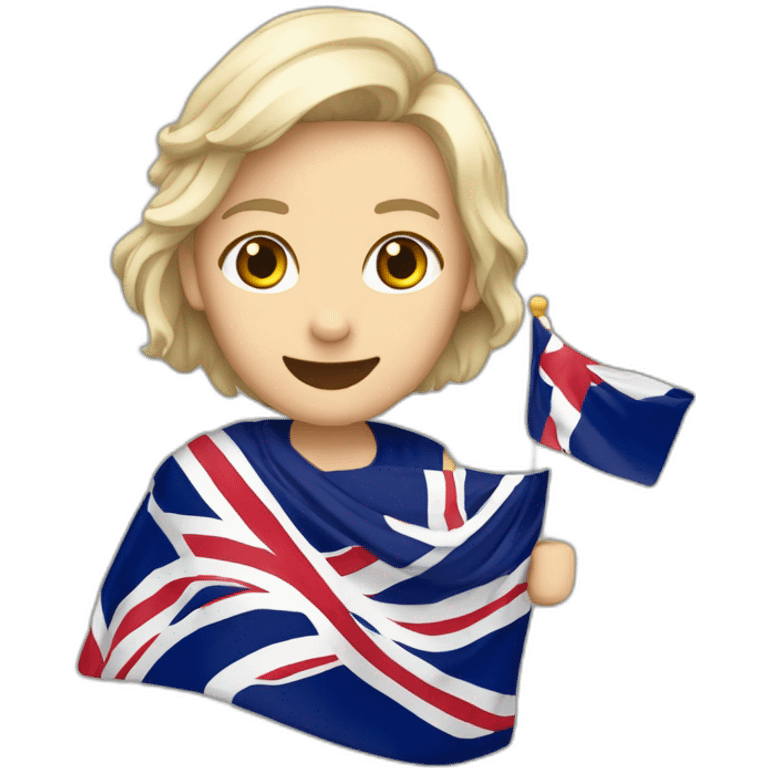 una persona con la bandera inglesa en el oido emoji