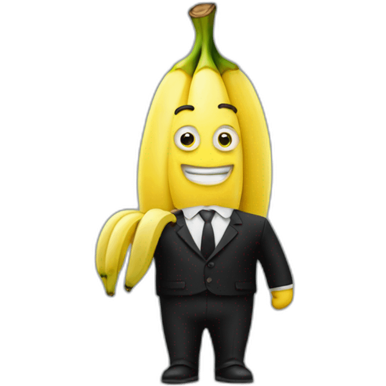 Banana character with black suit emoji