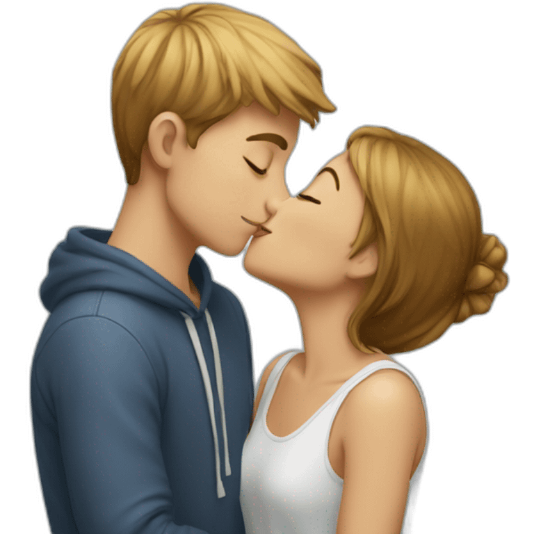 Girl kisses boy emoji