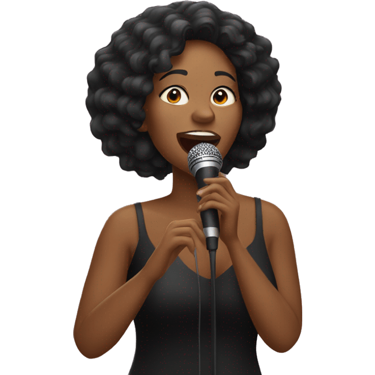 black woman singing into microphone emoji