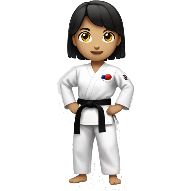 girl with black hair wearing a taekwondo dobok emoji