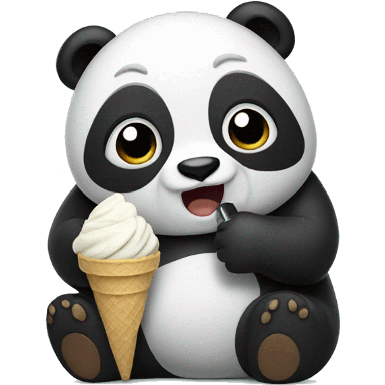 Panda eating ice cream emoji