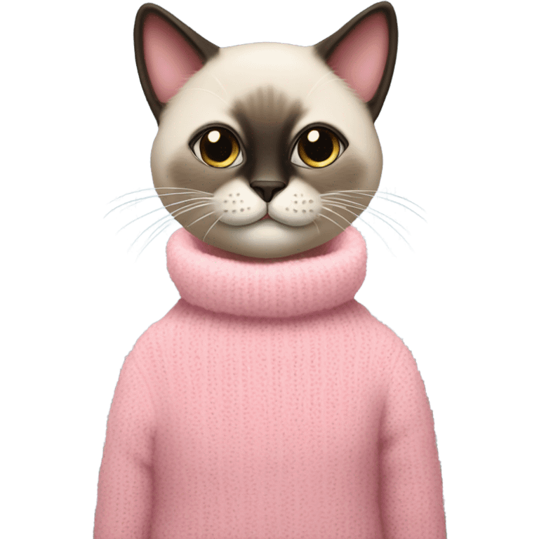 Siamese Cat in a pink fuzzy sweater emoji