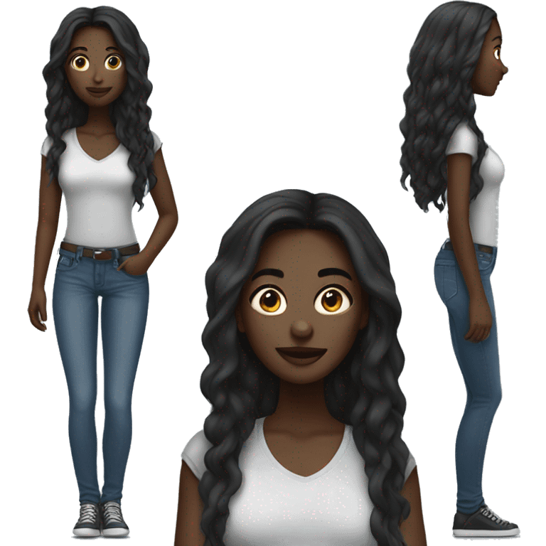 dark-skinned girl in jeans emoji