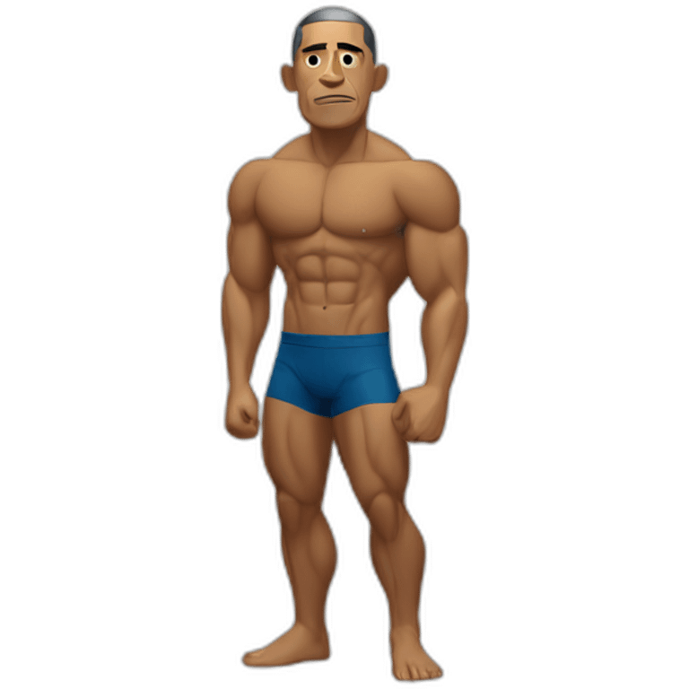 obama sexy muscular flexing in bikini (full body, ios17) emoji