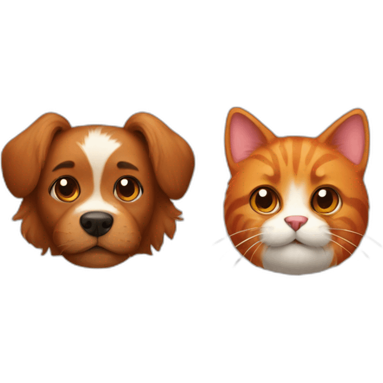 A brown furry dog and a red cat emoji