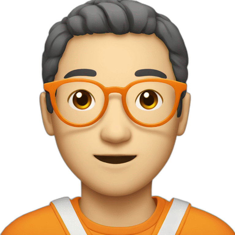 Japanese wearing orange round glasses emoji