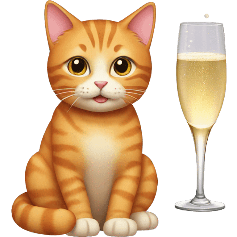 Ginger cat with champagne  emoji