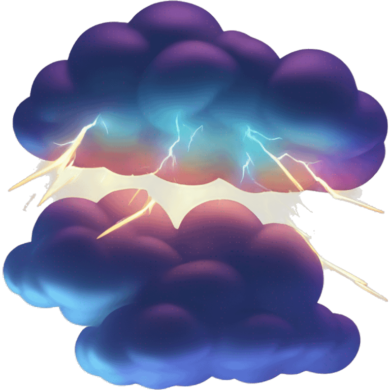 Dark iridescent cloud glowing with lightning bolts emoji