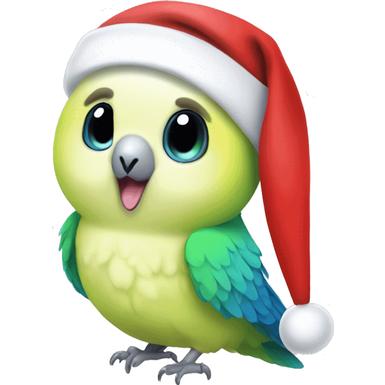 Budgie with Santa hat emoji