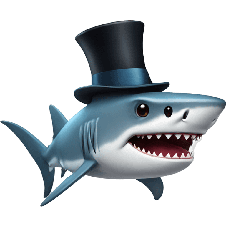 Shark with a top hat emoji