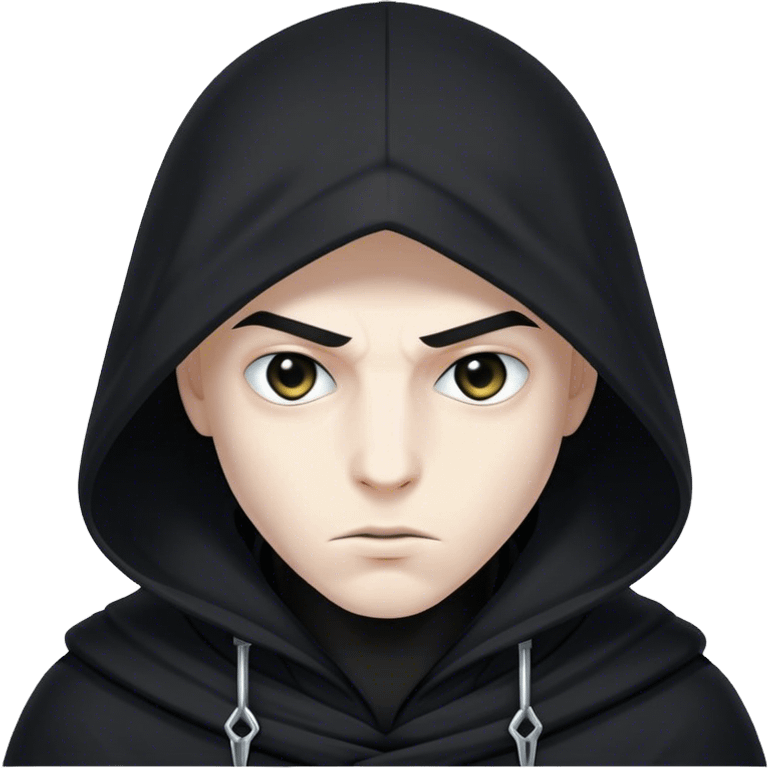 A hooded assassin in black, only his piercing eyes visible emoji