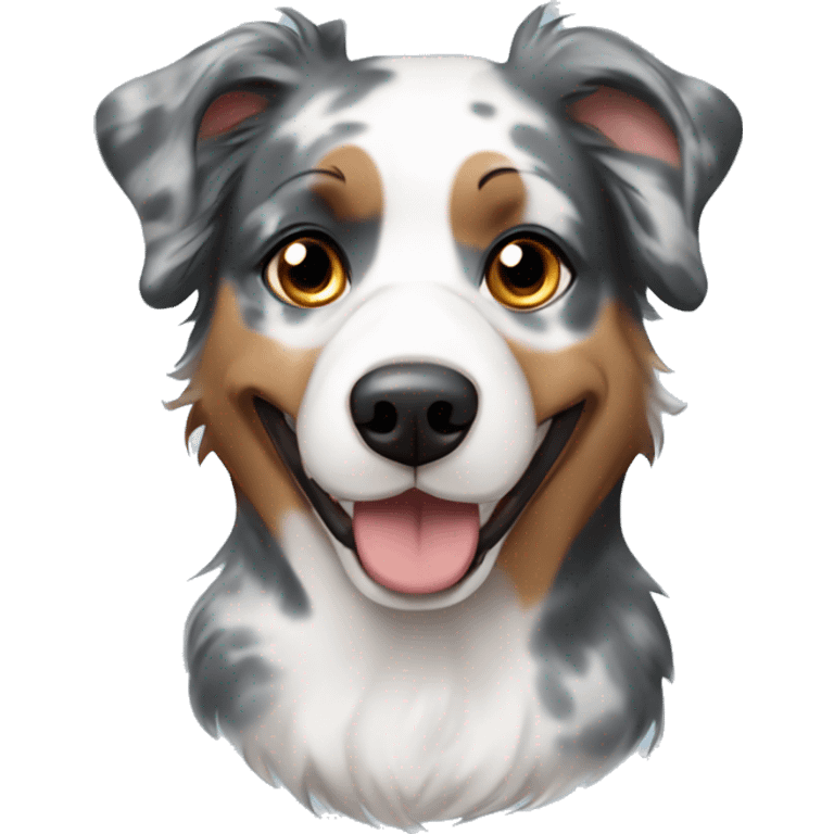 Bald man with blue Merle Australian shepherd emoji