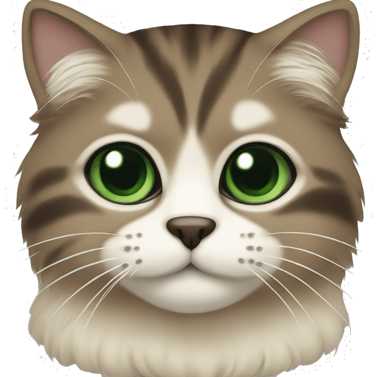 Scottish FoldCat with green eyes brown and beige fur  emoji