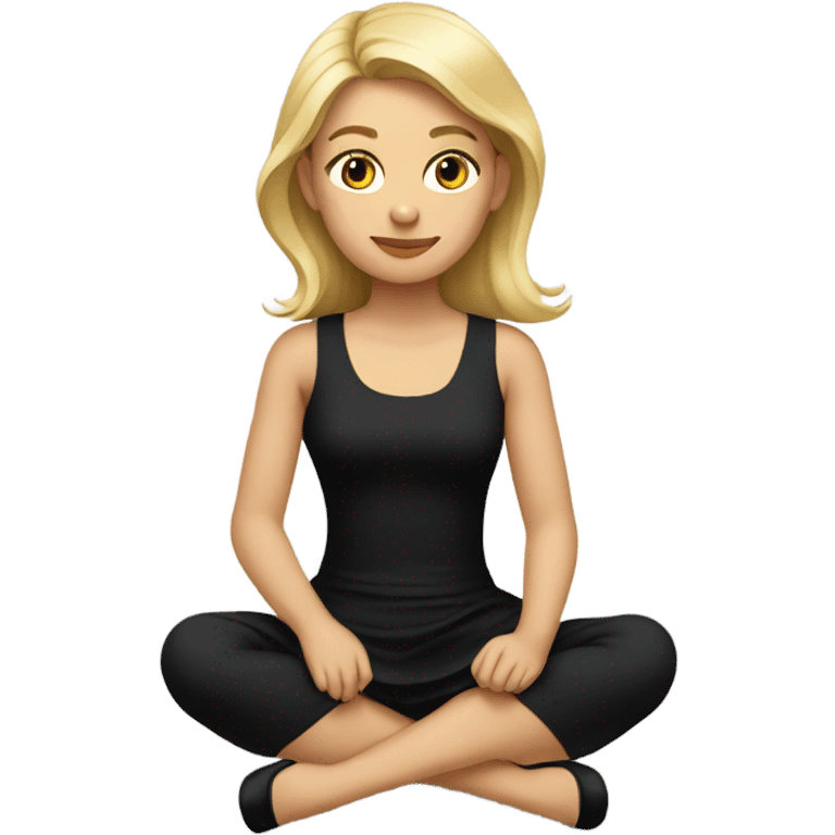 full body blonde girl sitting in black dress on the floor emoji