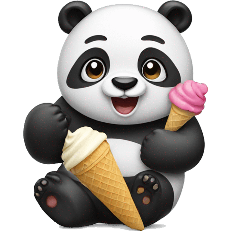 Panda eating ice cream emoji