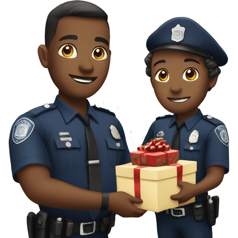 Police office giving out Christmas presents  emoji