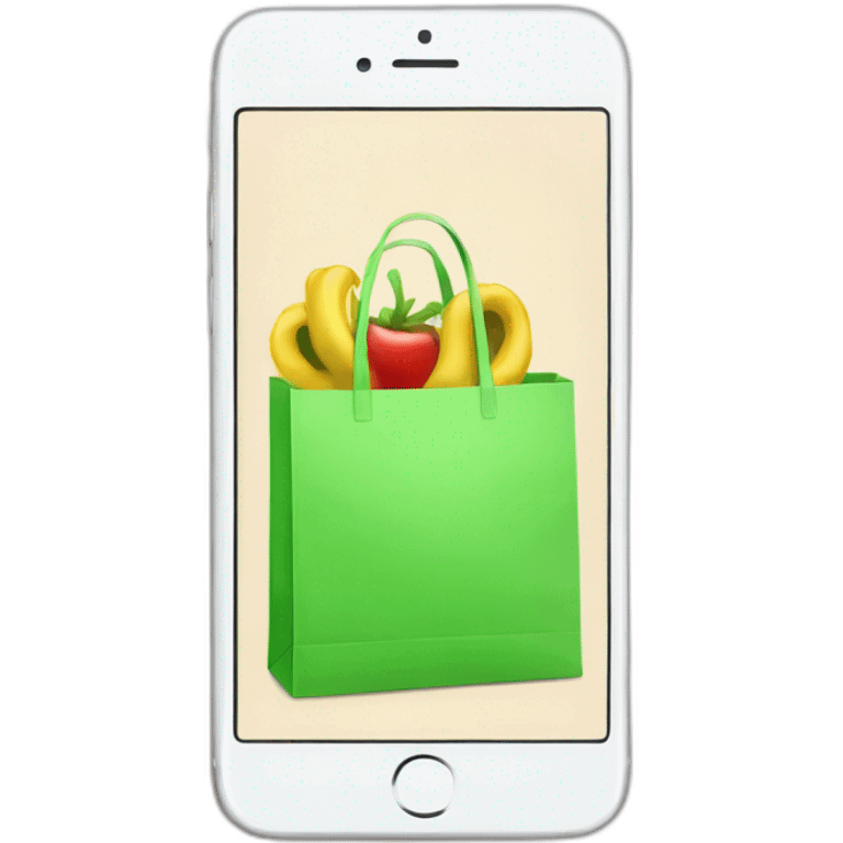 iphone with a shopping bag fron it emoji