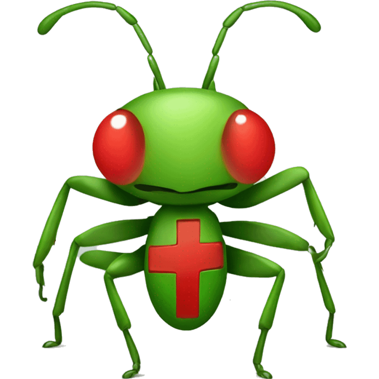 Green ant with a red cross on his back emoji