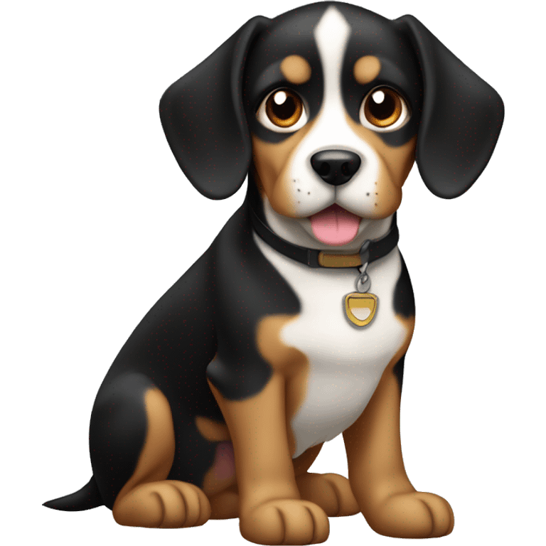 black and tan dog with pointy ears white collar emoji