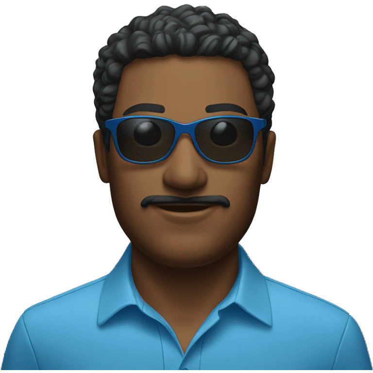 blue shirt portrait of man with sunglasses emoji