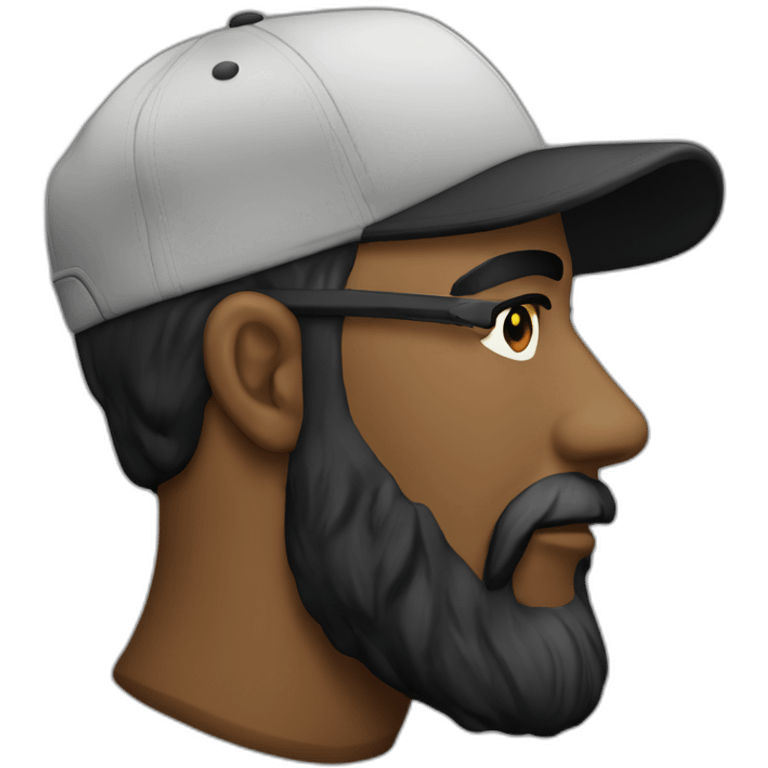 white man with backwards snapback cap side on dark beard emoji