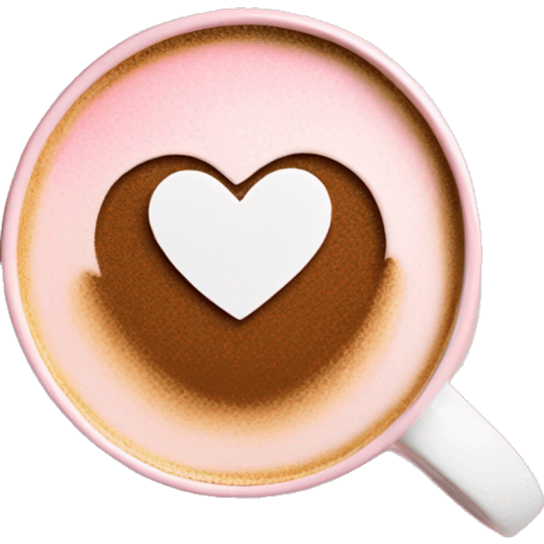 blush pink coffee cup with heart-shaped foam art on top emoji