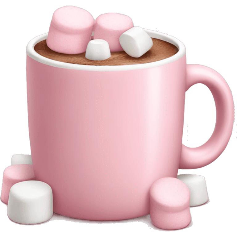 Light Pink mug of hot chocolate with marshmallows  emoji