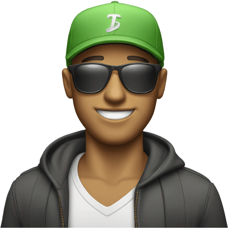 Smiling guy in sunglasses with a ball cap on emoji