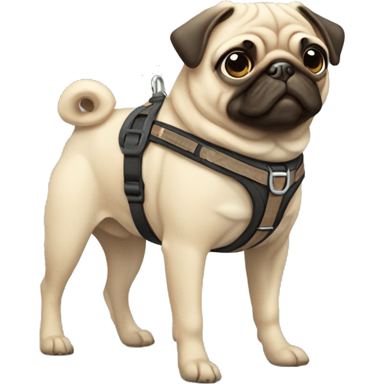 Beige pug with harness emoji