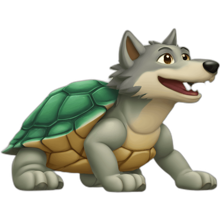 Loup sur une tortue emoji