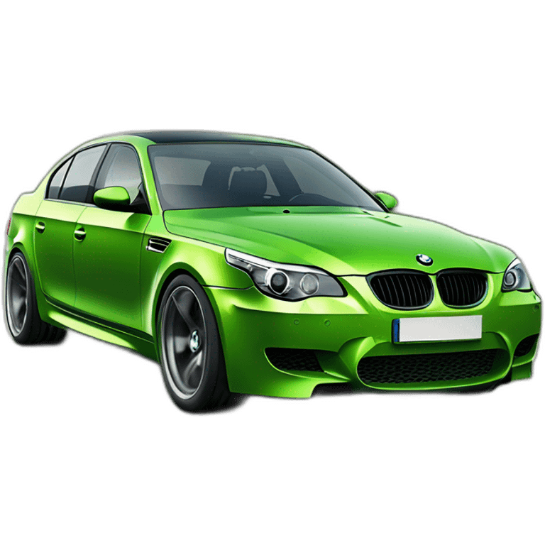 BMW M5e60 green car with Ukrainian license plate CE 1001 KA emoji