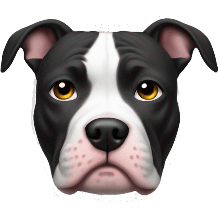 Pitbull dog black and white fat emoji