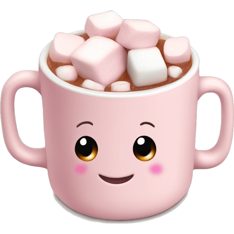 Light Pink mug of hot chocolate with marshmallows  emoji