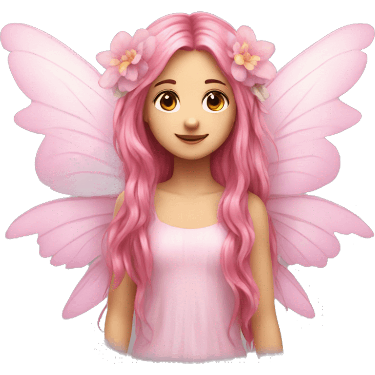 wings, flower fairy, pink, long hair emoji