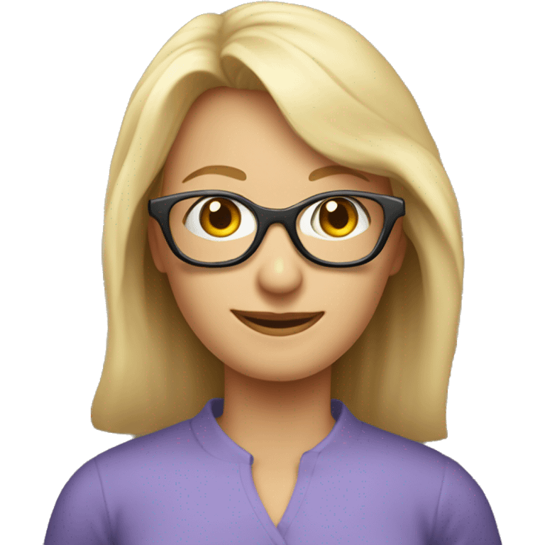 Foto mujer rubia de 58 años pelo lisocon gafas emoji