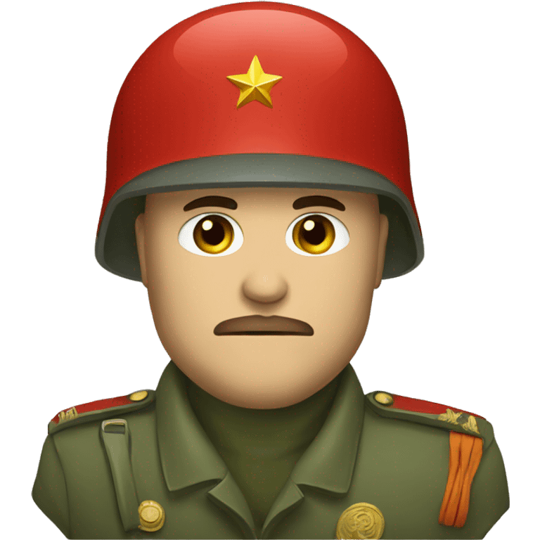 ussr soldier serious with military helmet emoji