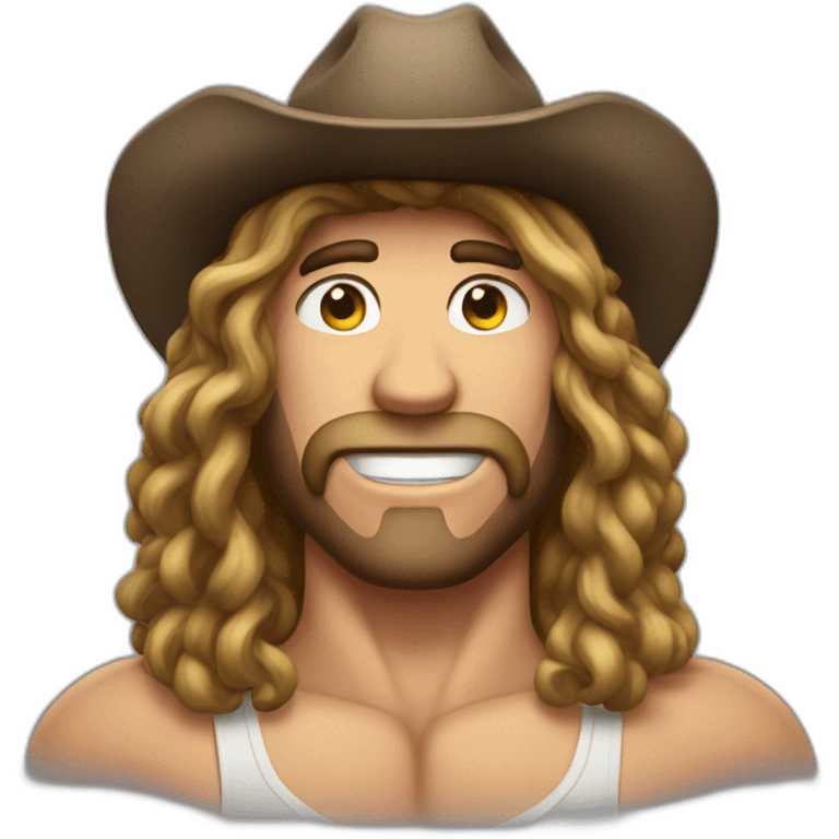 Very muscular guy with Long thick hair with a hat  emoji