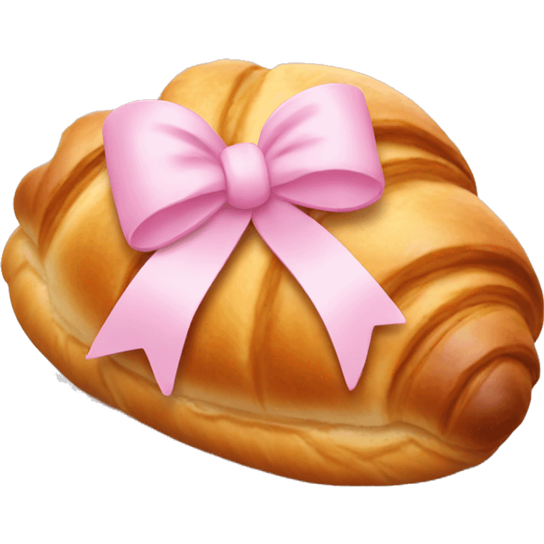 Croissant with light pink bow emoji