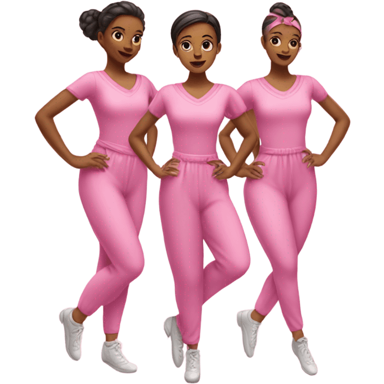 5 dancers in pink jumpsuits emoji