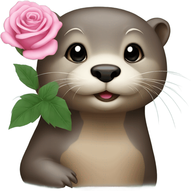 an otter with rose of sharon emoji