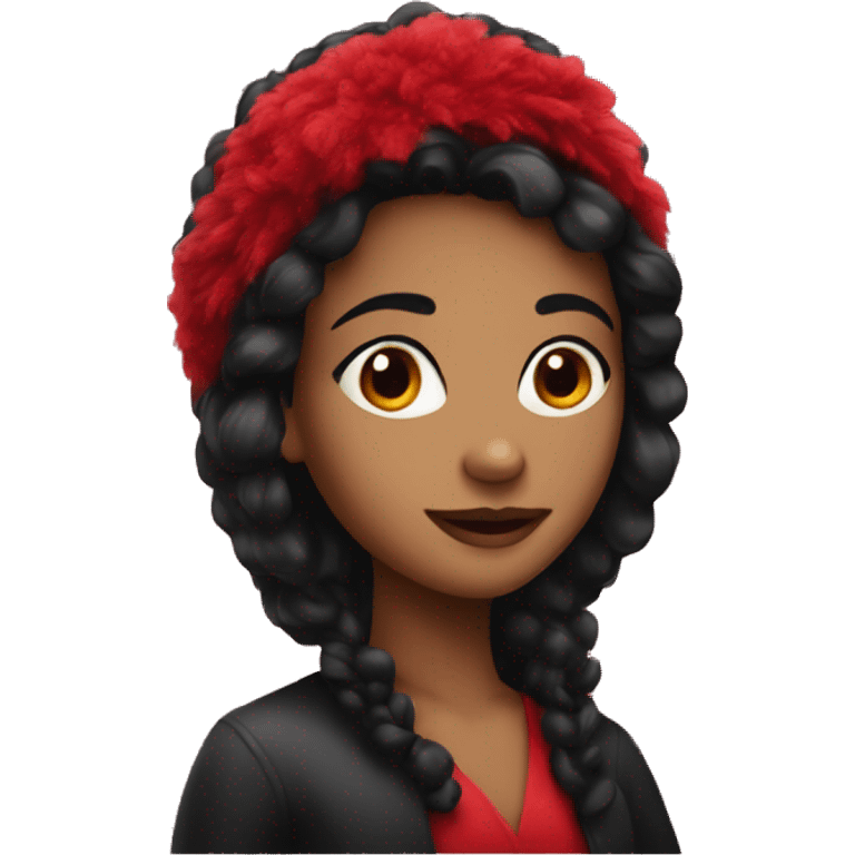 Black haired girl with red boa  emoji