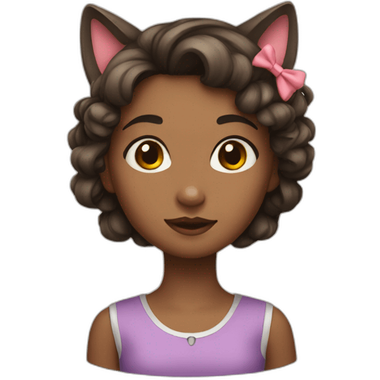 a girl with a bow in her hair and a cat emoji