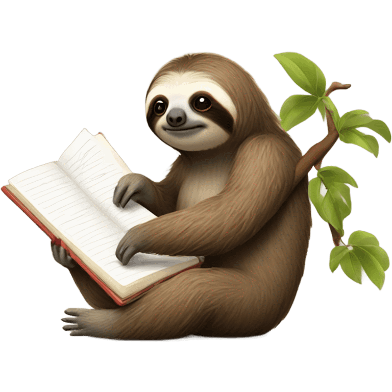 Sloth writing a book emoji