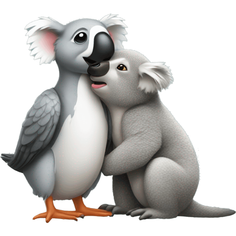 Goose kissing koala emoji