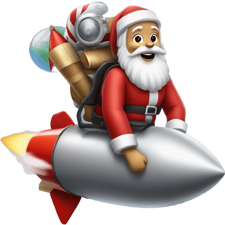 santa claus ridding a rocket emoji