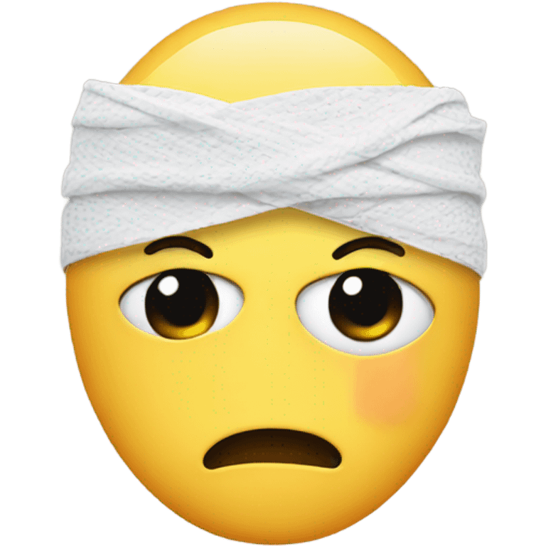 Emoji face with a bandage wrapped around eyes emoji