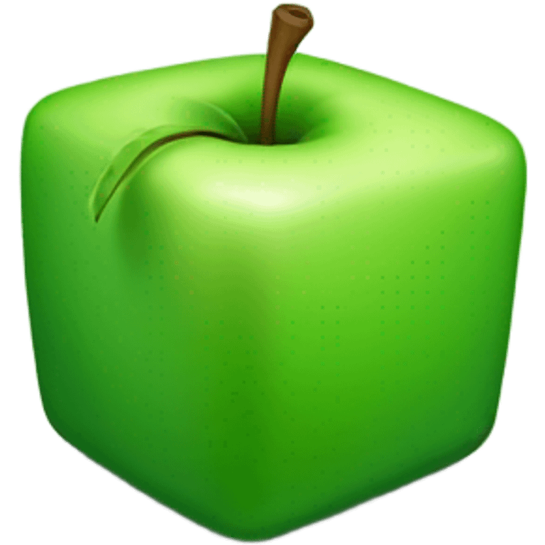 green Cube shaped Apple emoji