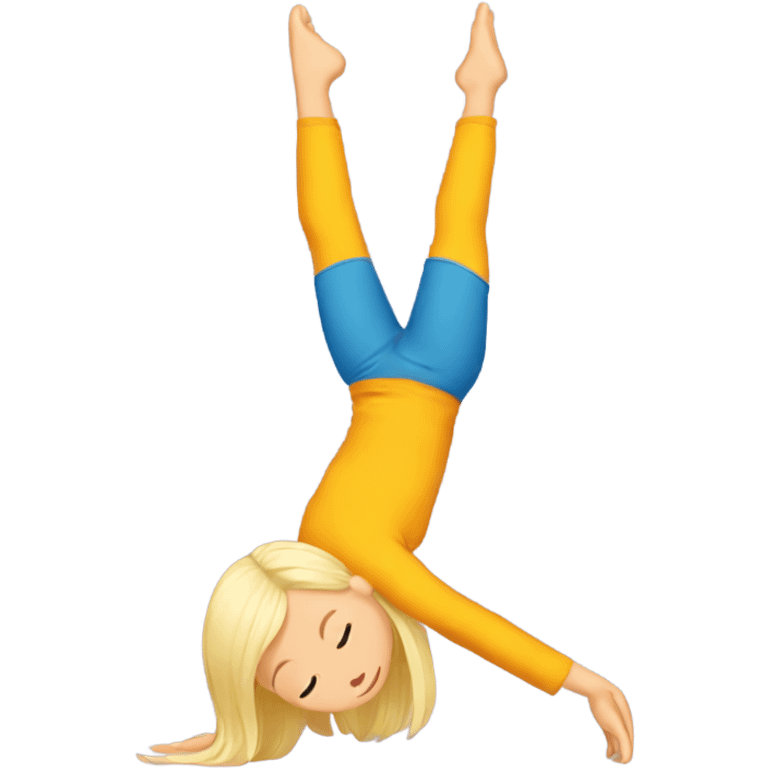 A blond girl who is doing a handstand emoji